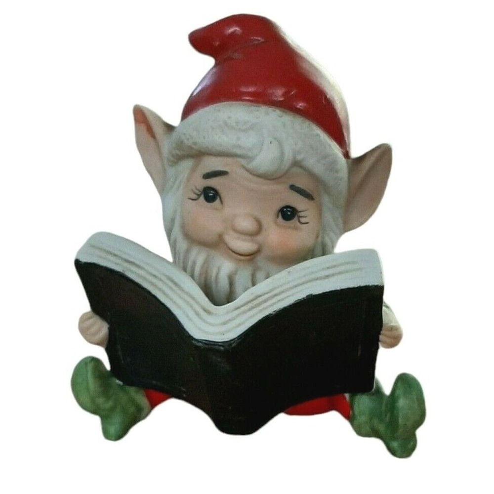 3 Vintage Homco Elf elves Christmas #5406 ceramic toymaker train doll - Picture 5 of 6